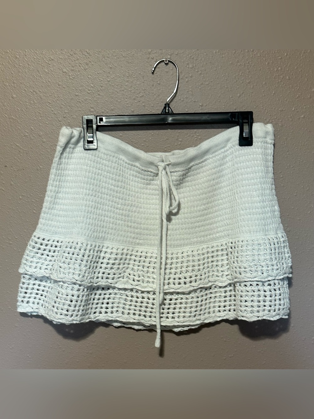 Women Short  Skirt Wild Fable Lastic 100 Cotton White Teen Knit - Sz L